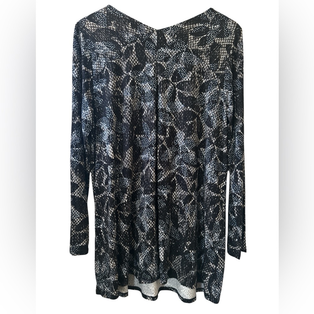 J. Jill Abstract Leaf Snakeskin Textured Stretchy Tunic Long Sleeve Size Large - Picture 3 of 5